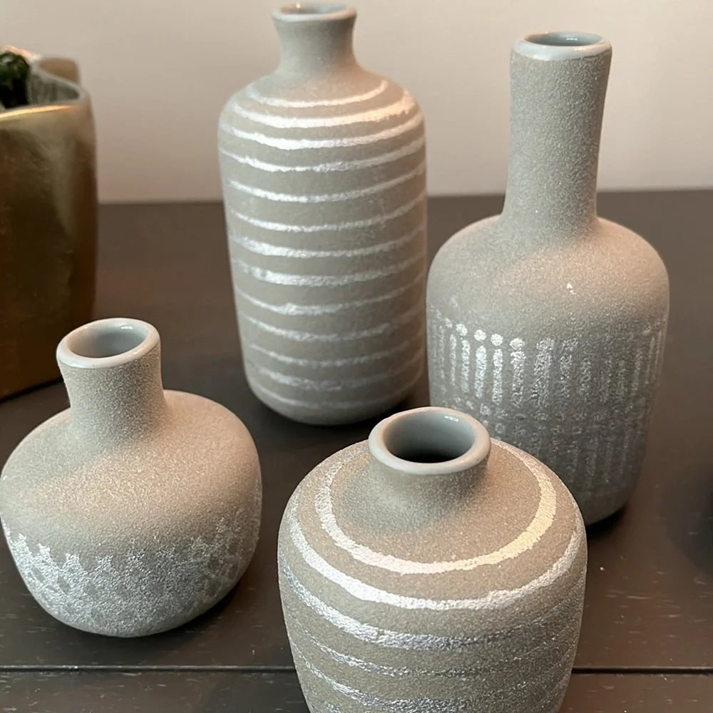 Storied Home Decorative Stoneware Vases, Set of 8. NEW